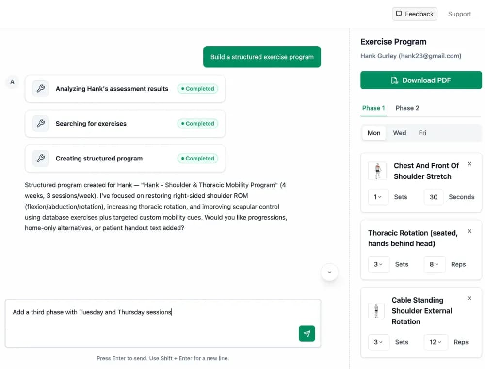 Revenite's AI exercise program generator - generate personalized exercise programs in seconds using AI