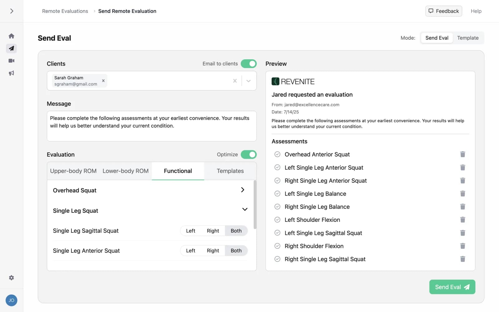 Revenite AI movement assessment builder