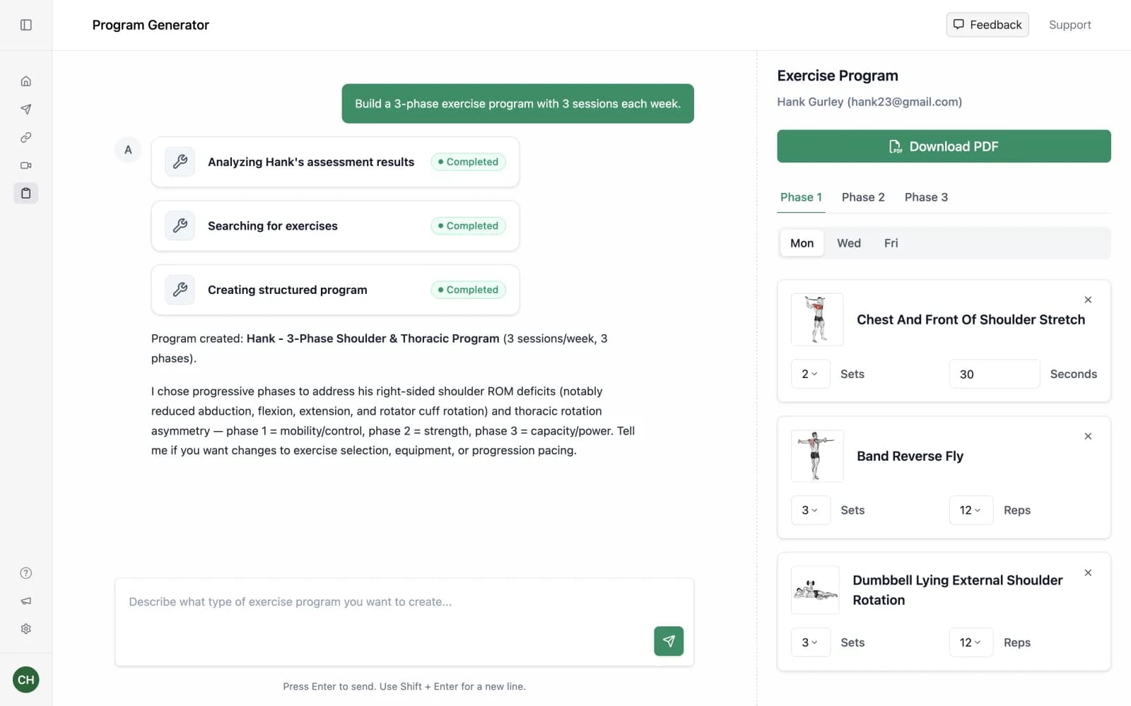 AI exercise program generator by Revenite