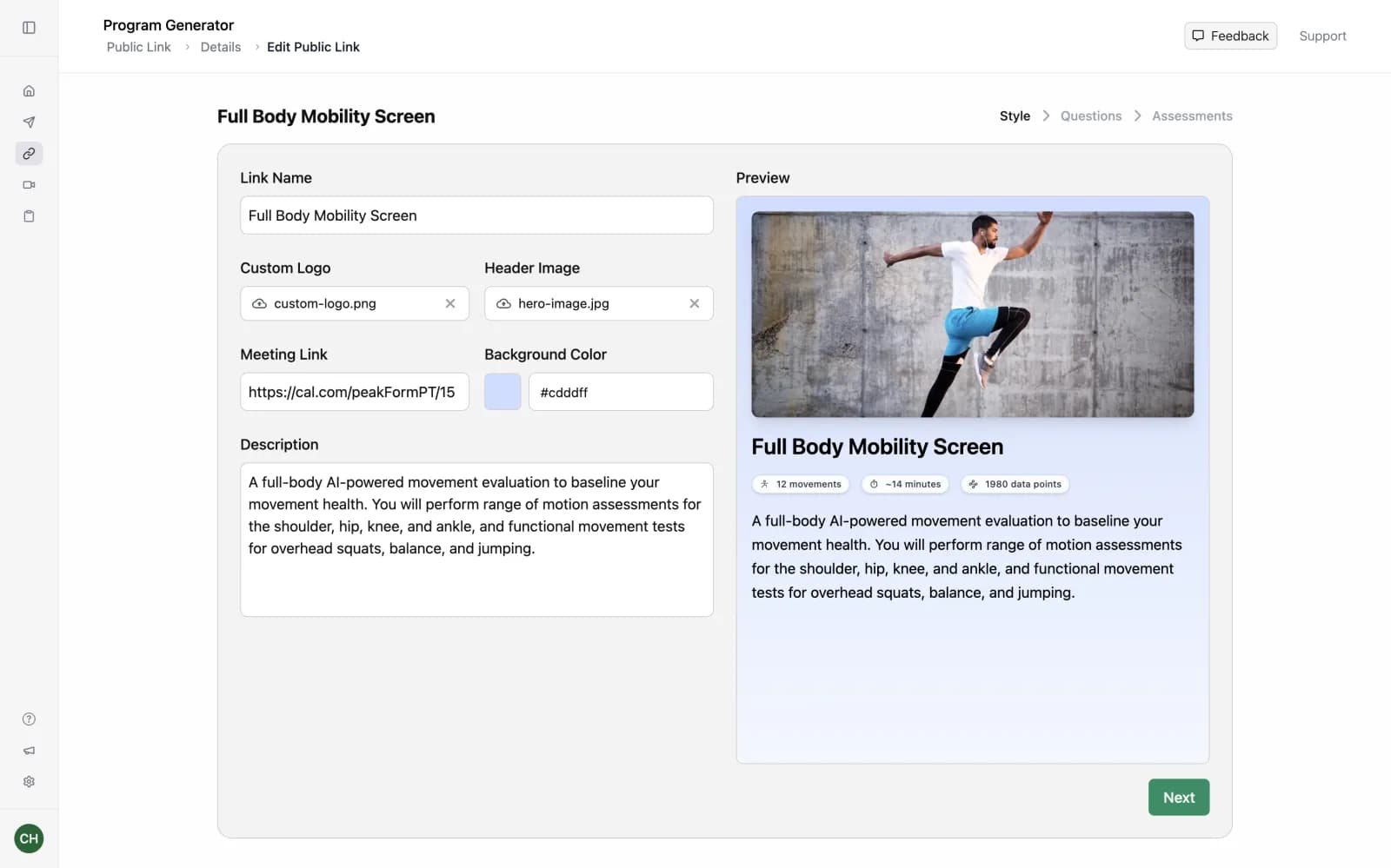 Revenite public link - digital movement screen intake link