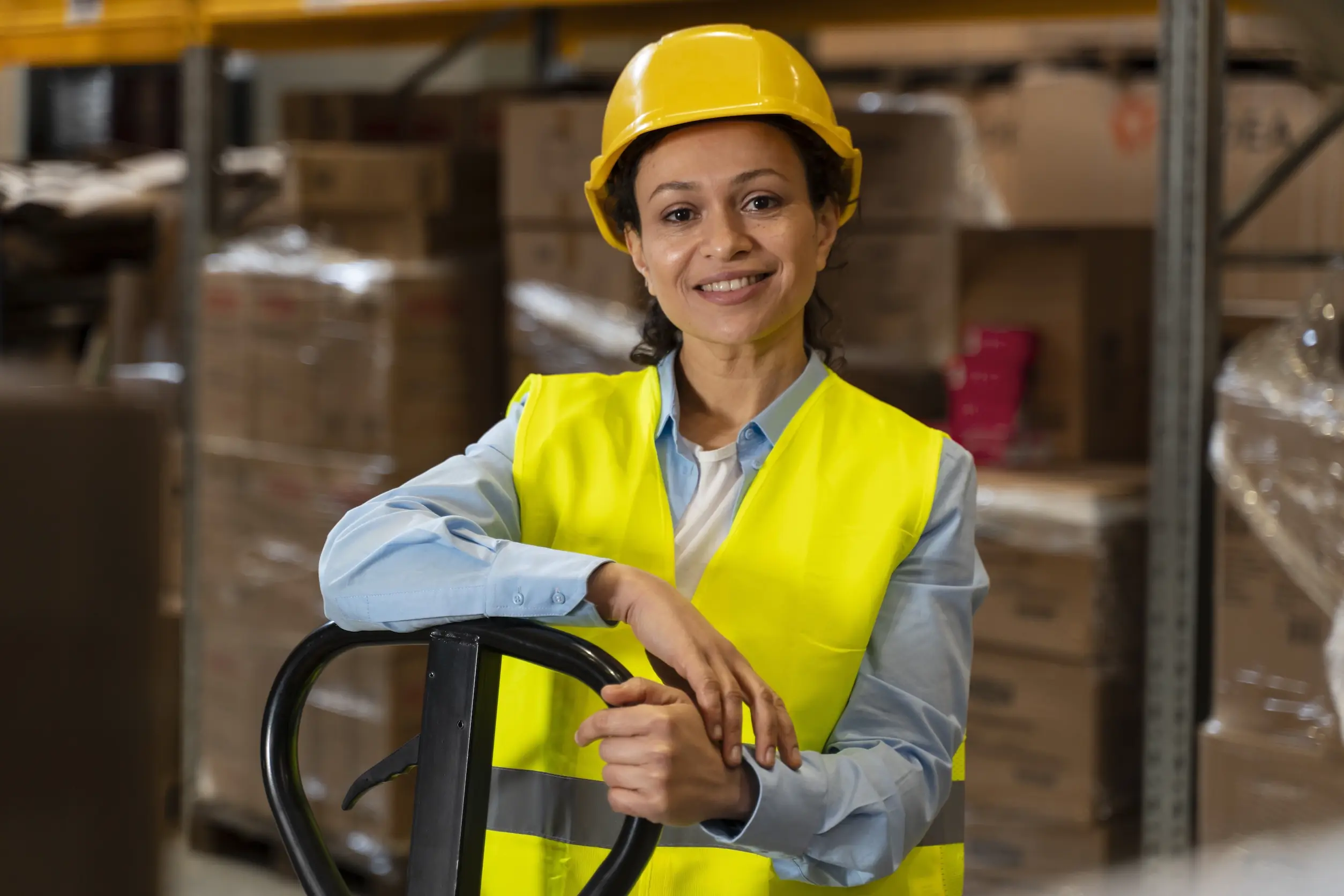Employee smiling, happy and healthy